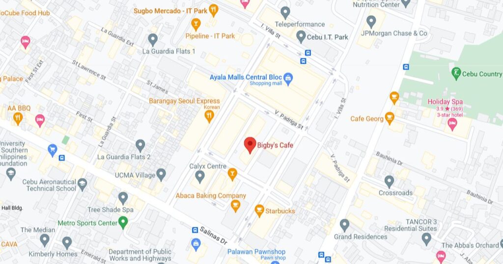 Bigbys Cafe & Restaurant at Central Bloc Cebu IT Park Location Map