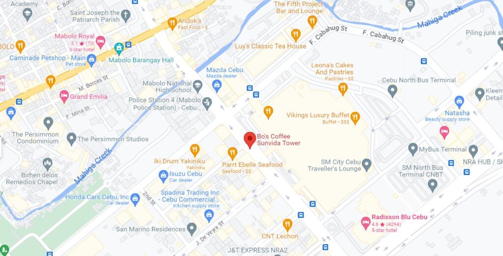 Bos Coffee Sunvida Tower Location Map Juan Luna Avenue Extension Cebu City
