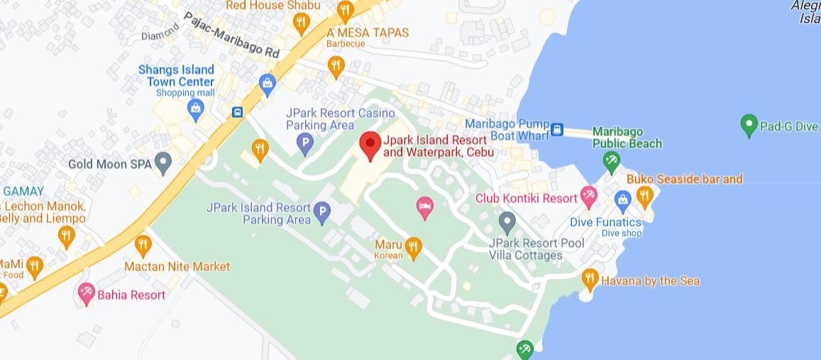 JPark Island Resort and Waterpark Hotel in Mactan Island Cebu Location Map