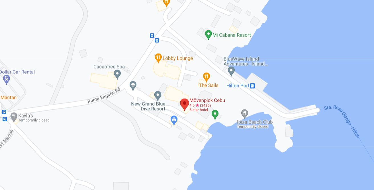 Movenpick Mactan hotel and resort location google map in Cebu