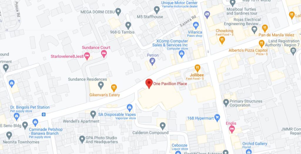 One Pavilion Place Location Google Map in Banawa Cebu City