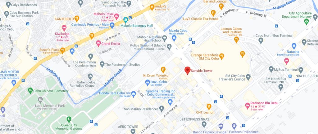 Sunvida Tower Condo for Rent Google Map Location in Cebu City